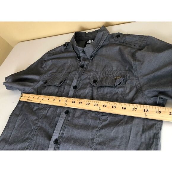 Ecko Unltd Button Shirt Short Sleeve Gray Size M - Picture 5 of 7
